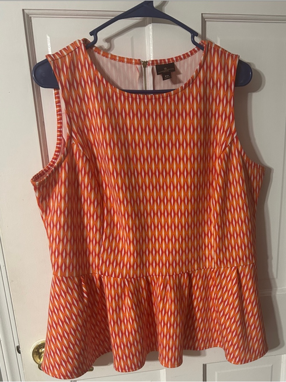 Worthington Orange and Pink Sleeveless Peplum Tank